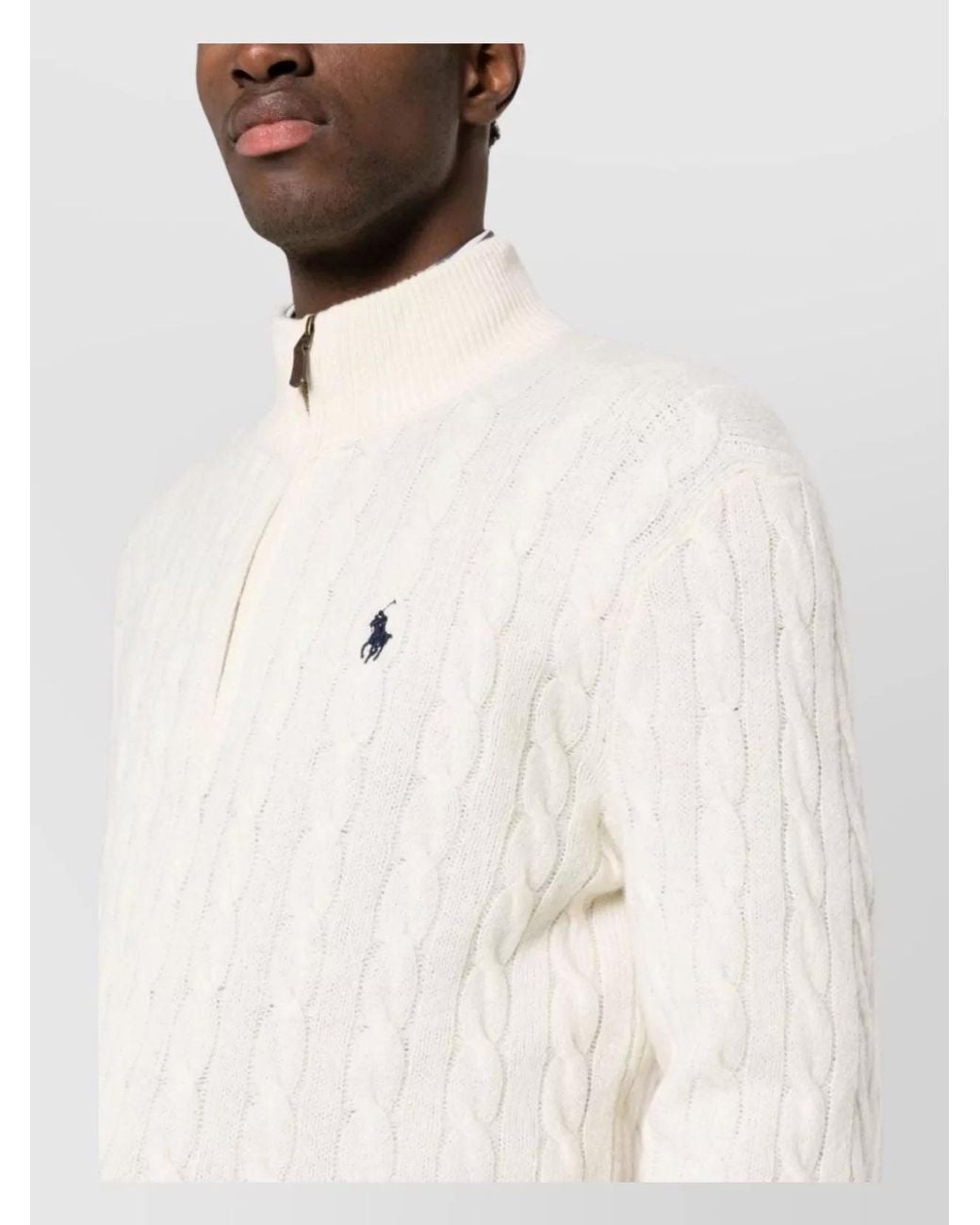 Polo Ralph Lauren Natural Cable-Knit Wool And Cashmere Half-Zip Sweater for men