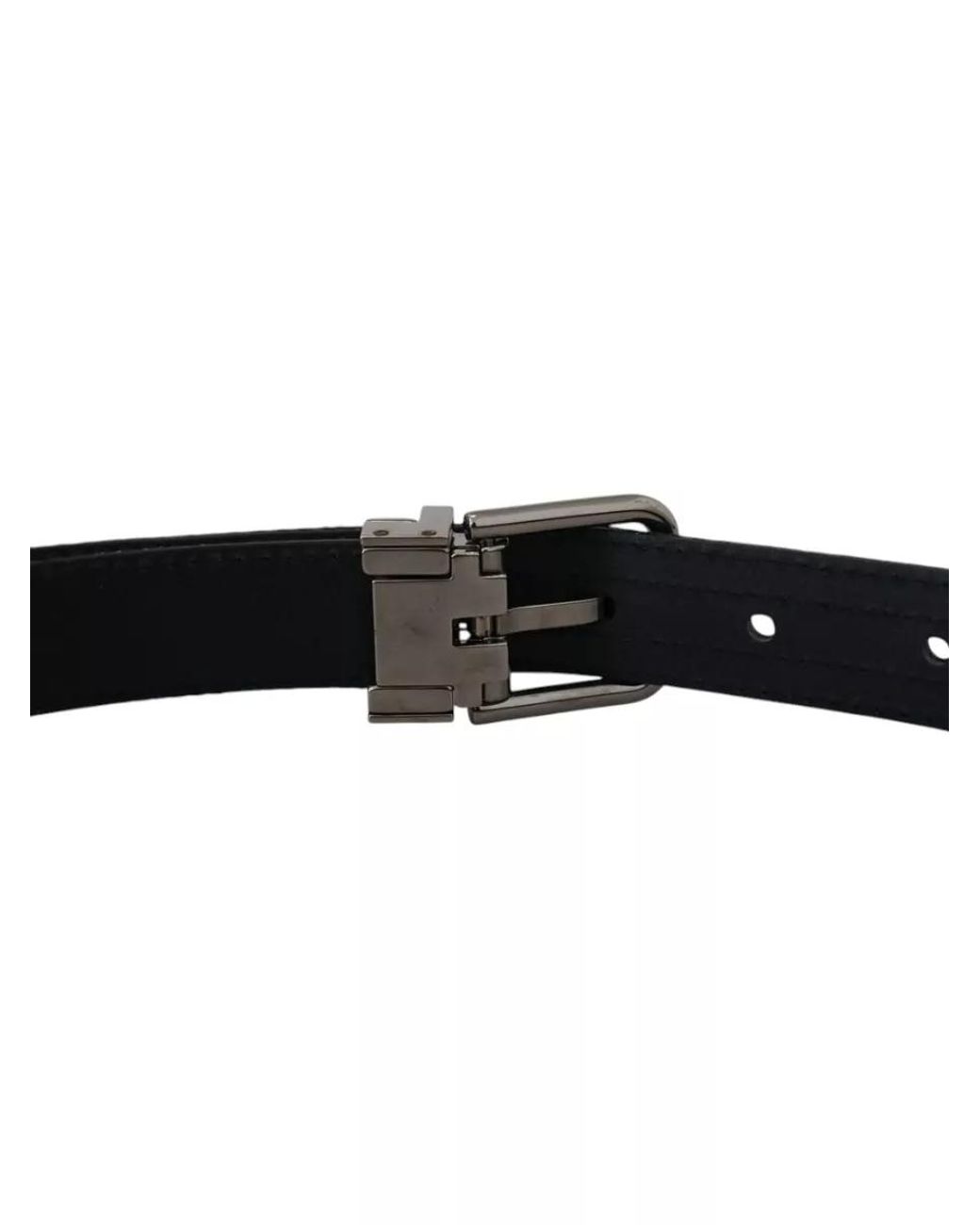 Dolce & Gabbana Black Leather Jacquard Stripe Belt for men
