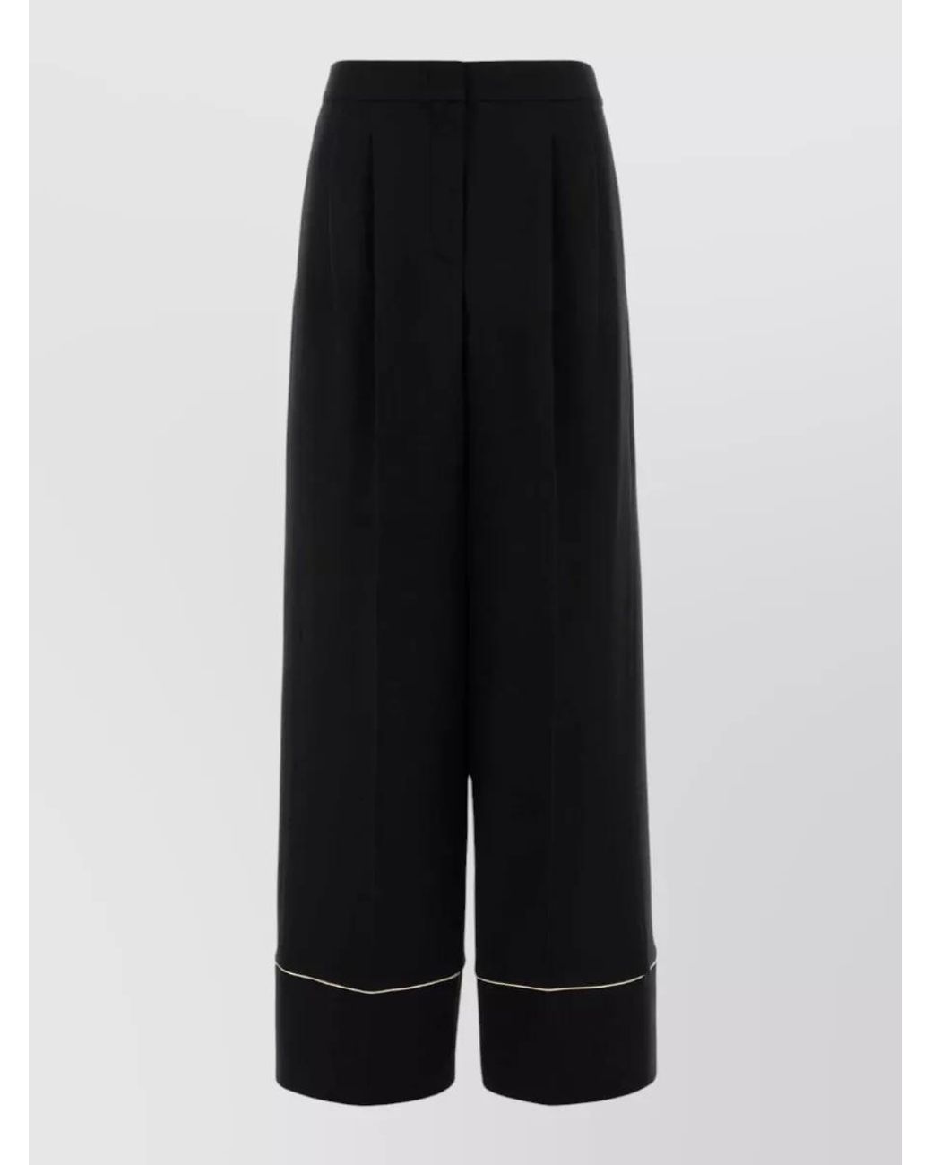 Fendi Black Silk Blend Wide-Leg Trousers