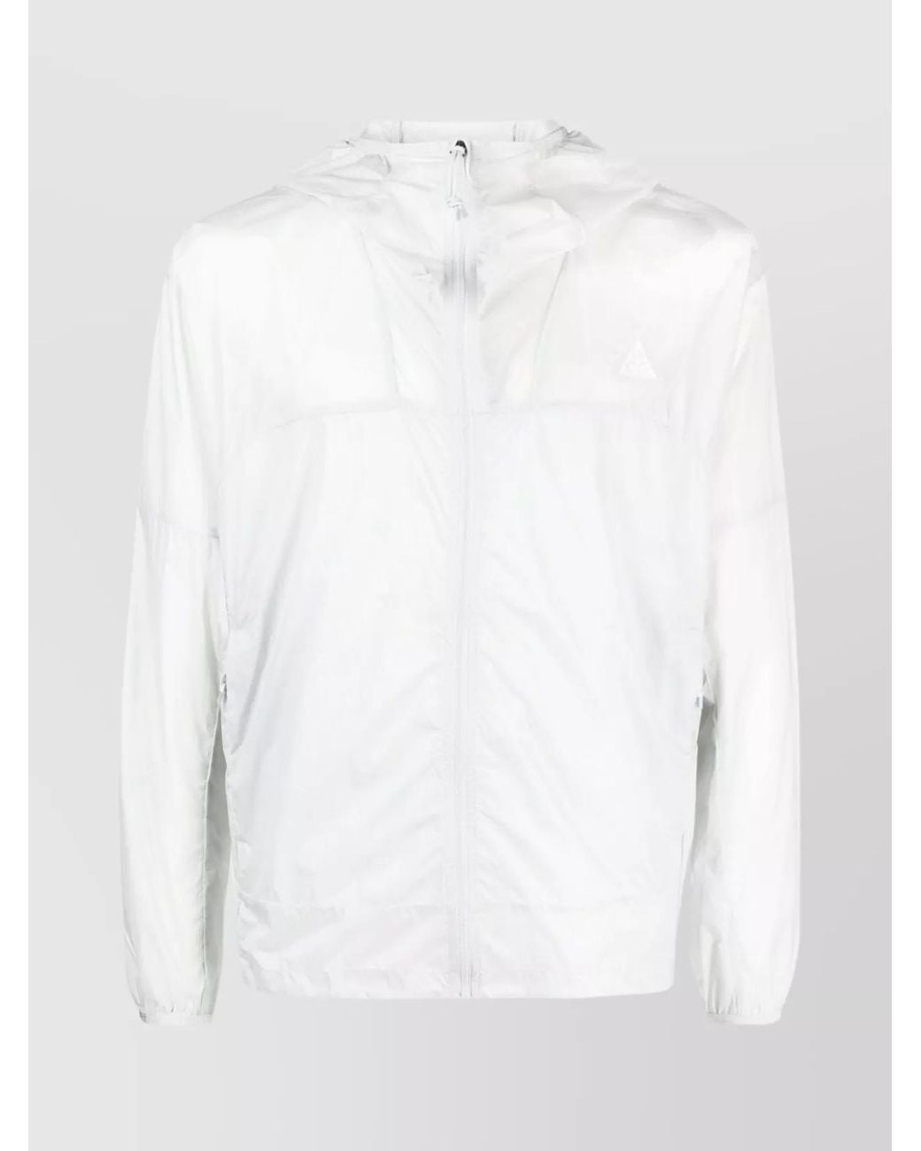 Nike White Nylon Logo Print Hooded Windbreaker Jacket for men