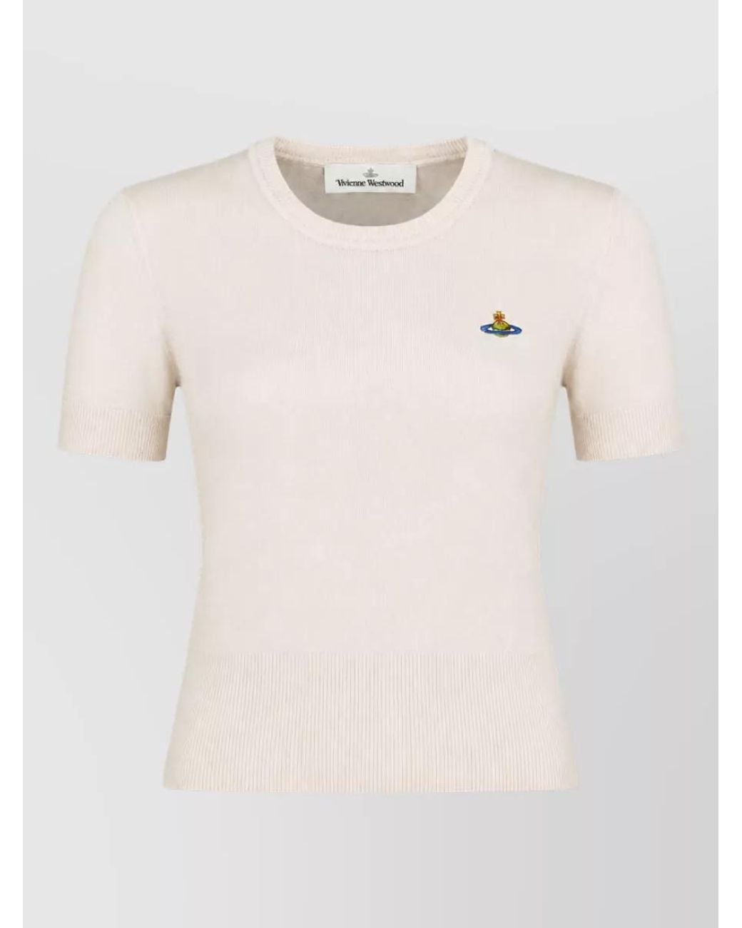 Vivienne Westwood Natural Merino Wool Ribbed Short-Sleeve Top