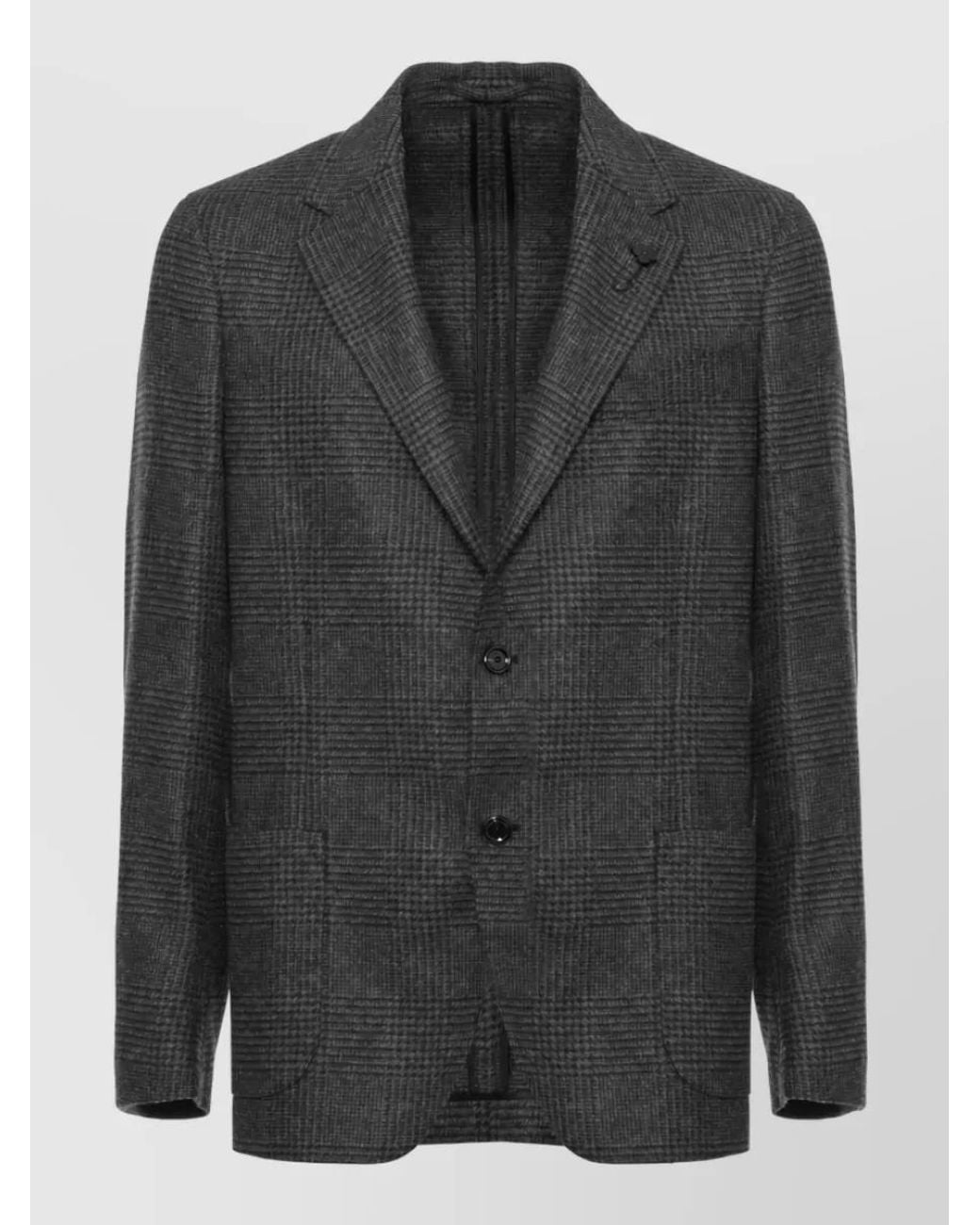 Lardini Black Wool Cashmere Prince Of Wales Single Breasted Suit for men