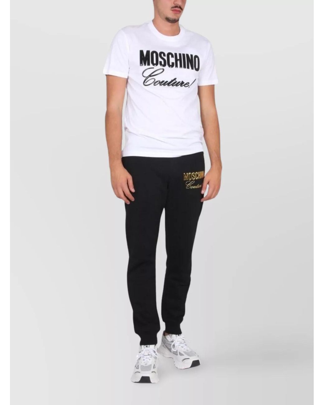 Moschino White Logo Print Cotton T-Shirt for men