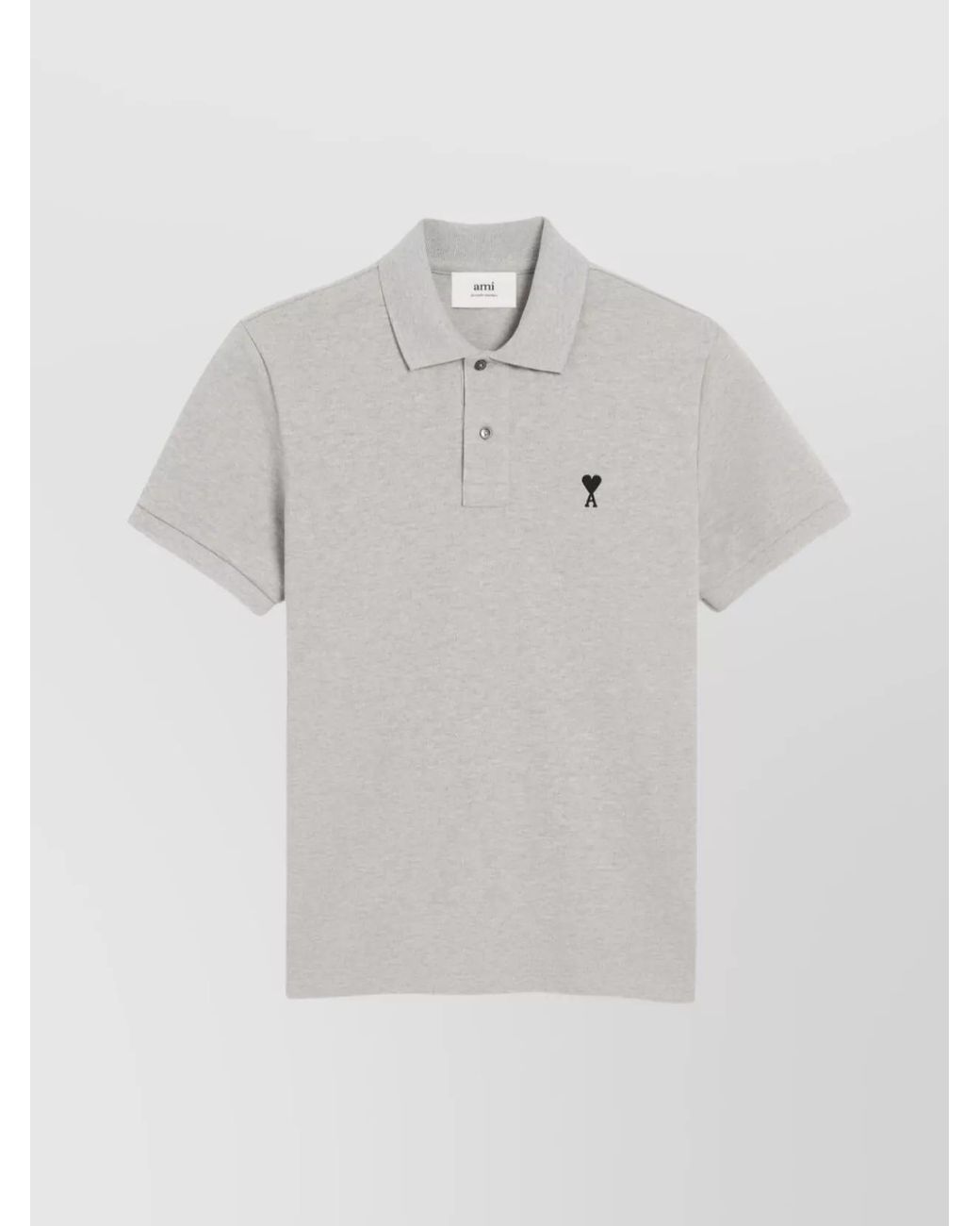 AMI White Cotton Short-Sleeve Polo Shirt for men