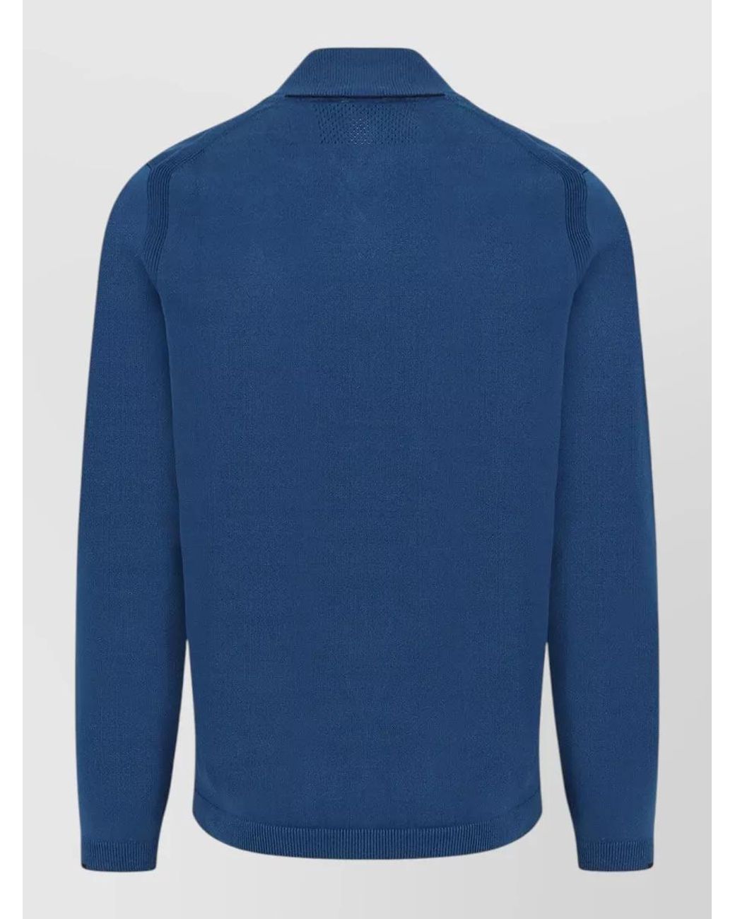 Boss Blue Ribbed Half Zip Sweater for men