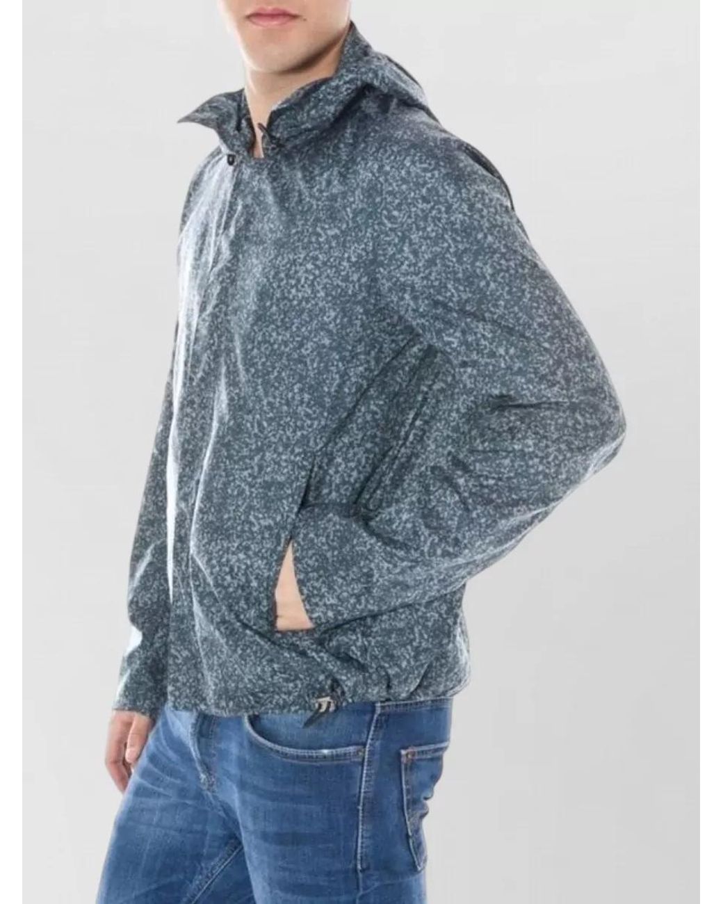 Calvin Klein Blue Hooded Printed Raincoat for men