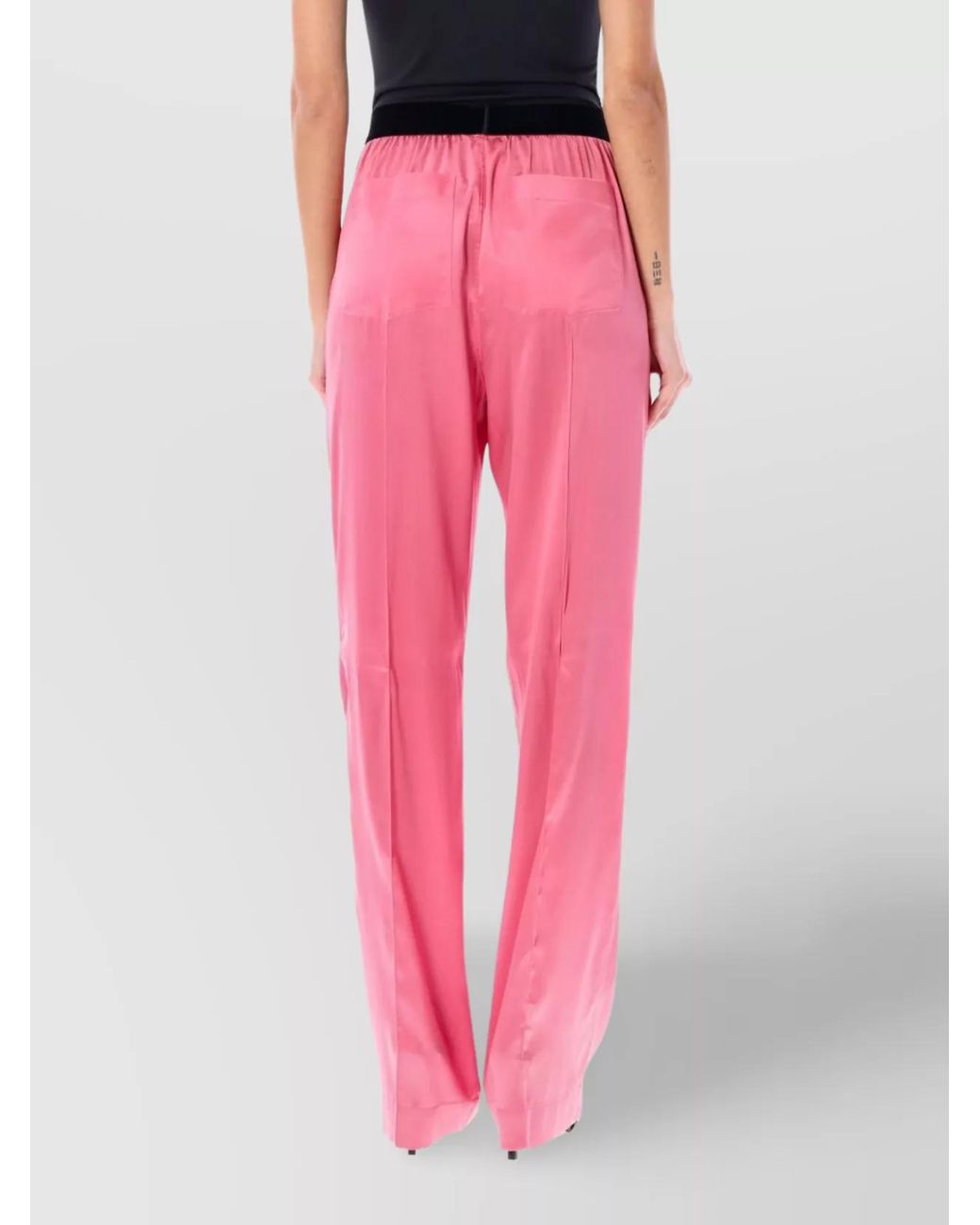 Tom Ford Pink Silk Wide-Leg Trousers
