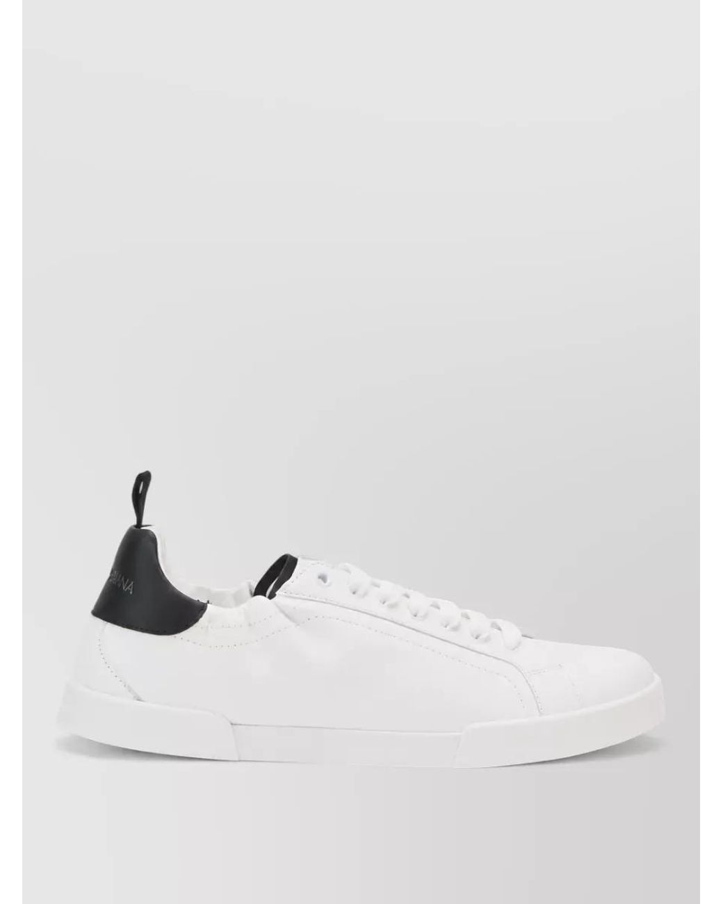 Dolce & Gabbana White Leather Lace-Up Sneakers for men