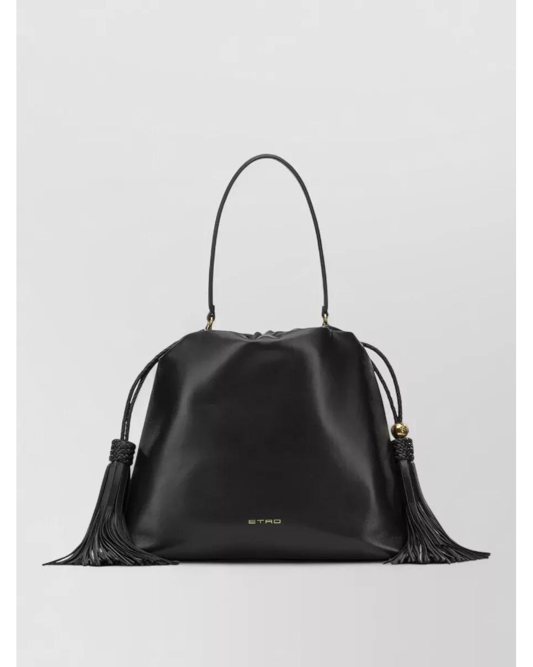 Etro Black Medium Leather Bucket Bag