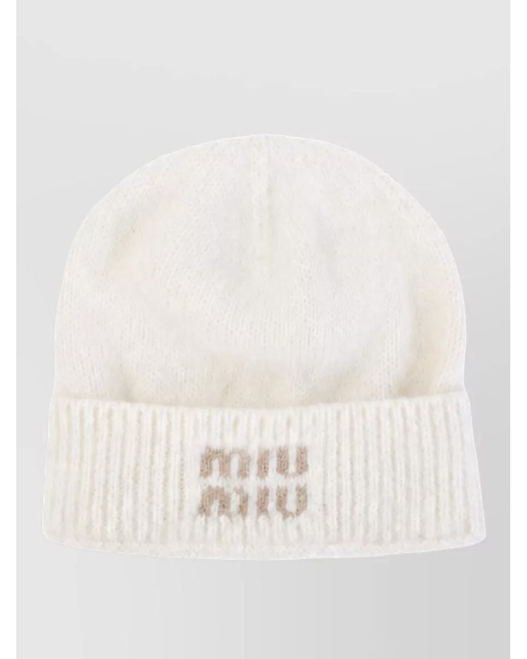 Miu Miu Natural Ribbed Beanie