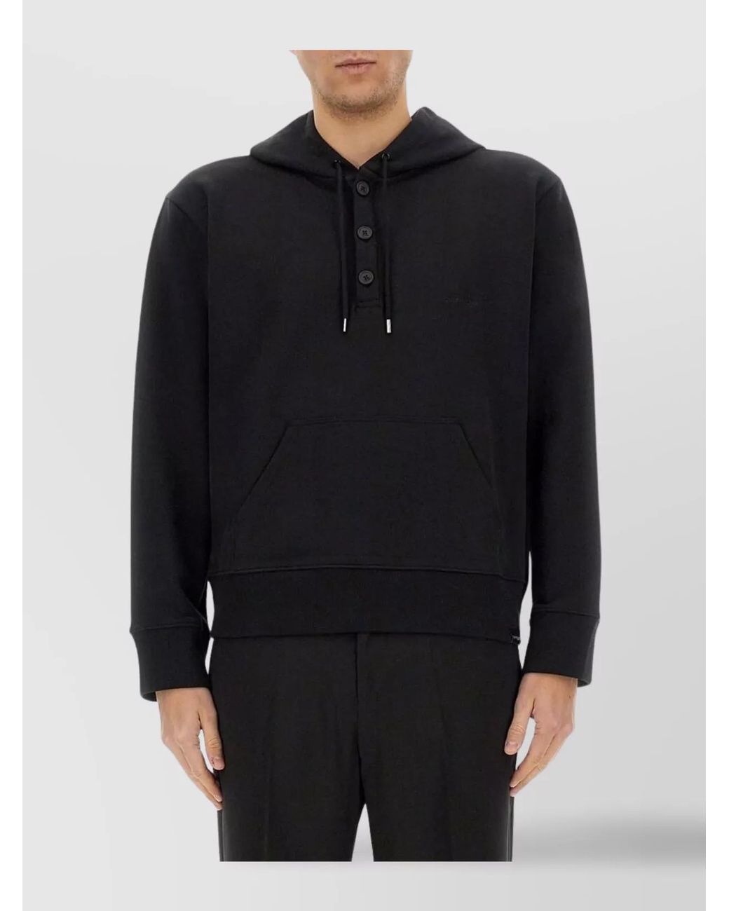 Courreges Black Cotton Hoodie for men