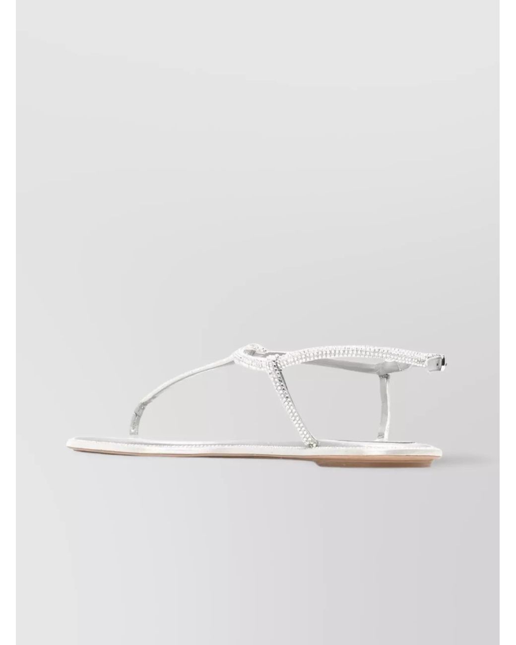Rene Caovilla White Leather Crystal-Embellished Thong Sandals