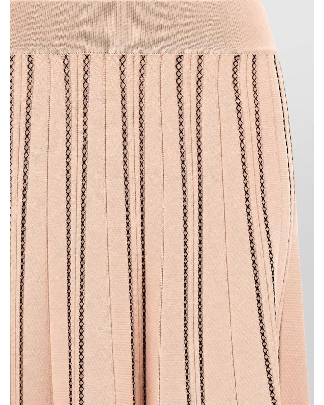Elisabetta Franchi Natural Ribbed High-Rise Pleated Midi Skirt