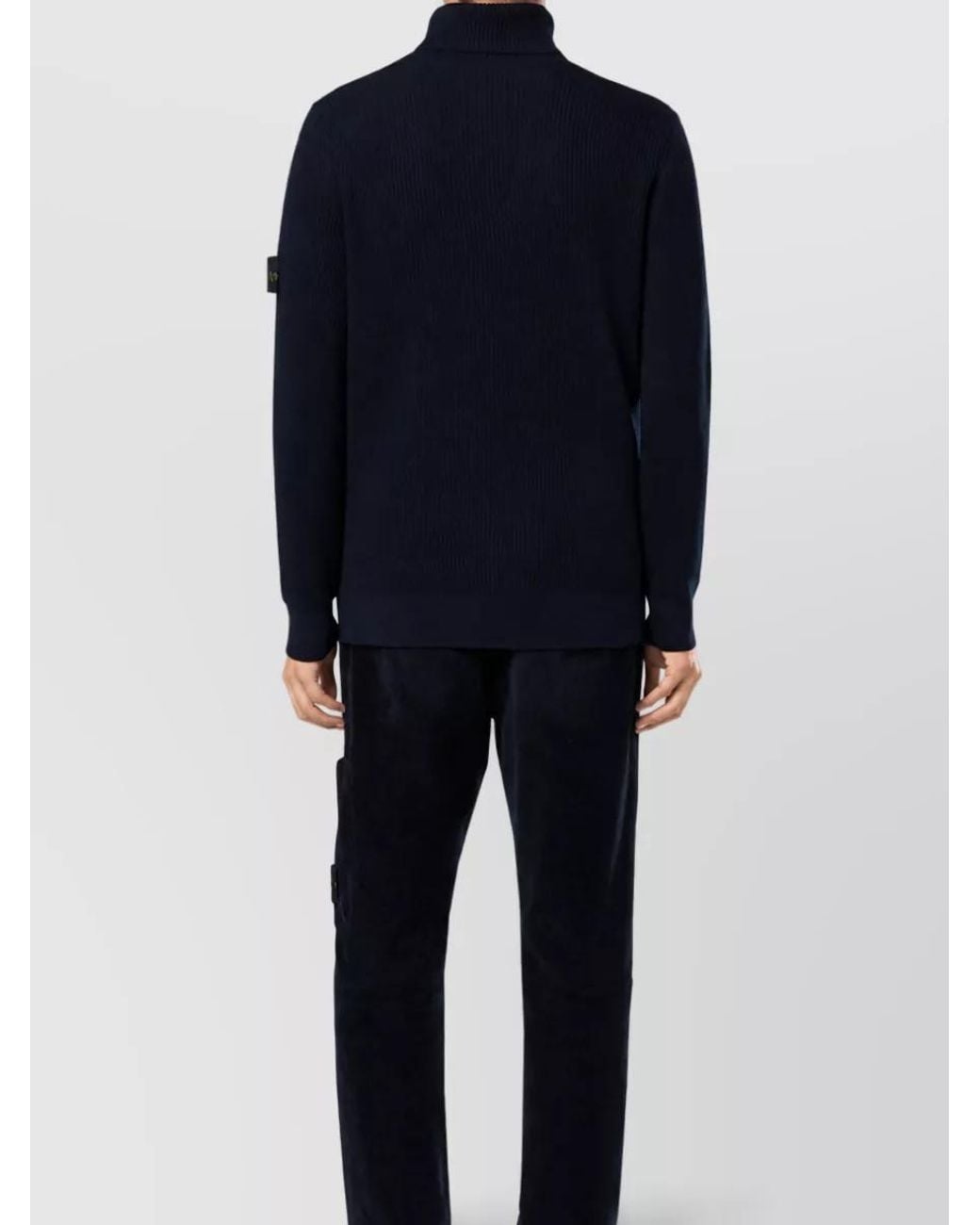 Stone Island Black Virgin Wool Peacoat for men