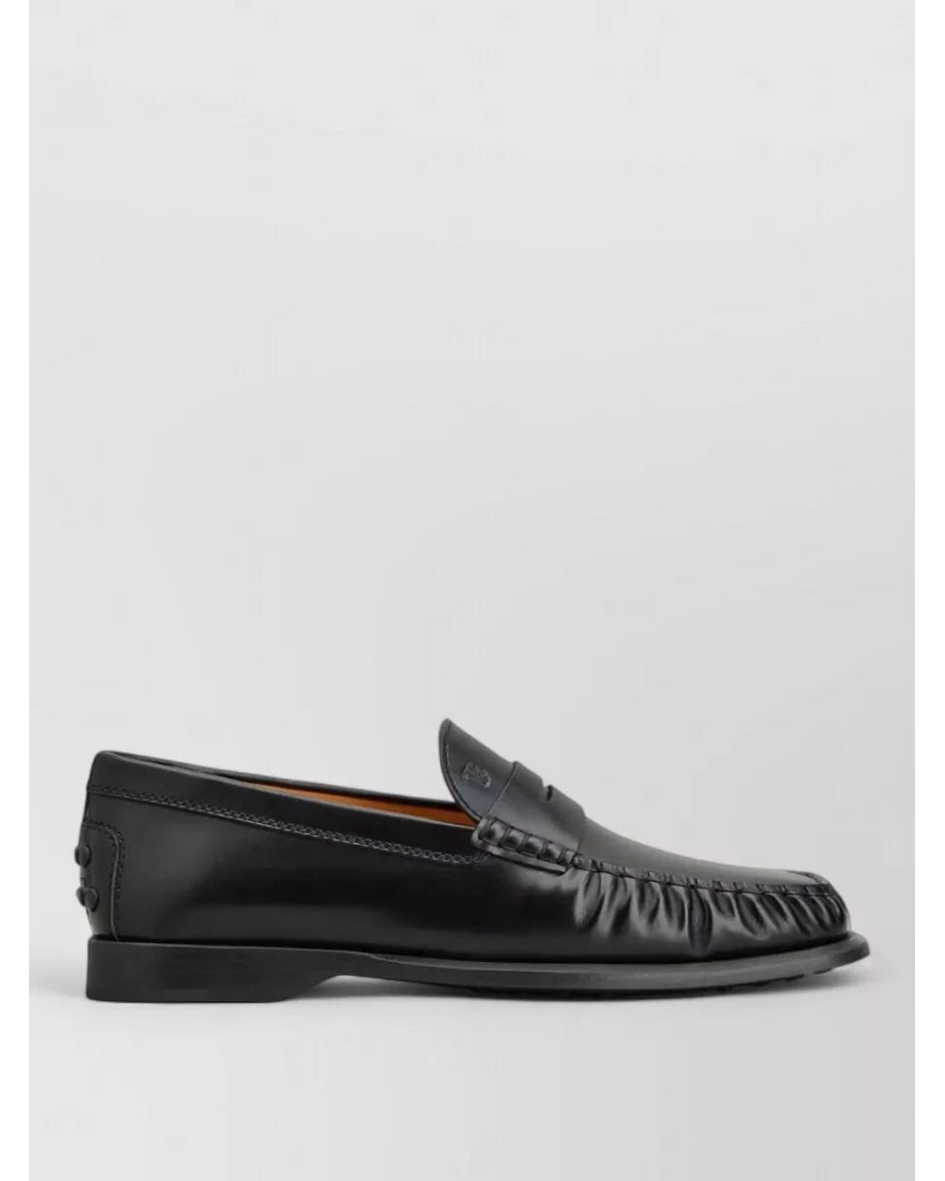Tod's Gray Leather Gathered Penny Loafers for men