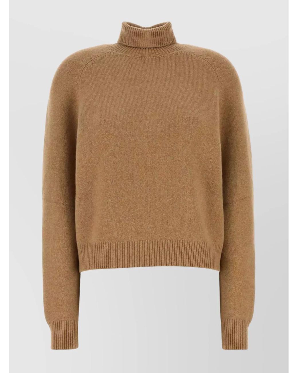 Fendi Brown Cashmere Blend Ribbed Roll Neck Jumper