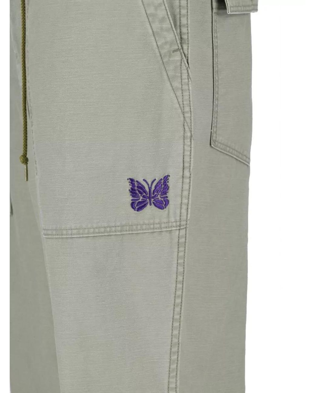 Needles Gray Straight-Leg Trousers for men