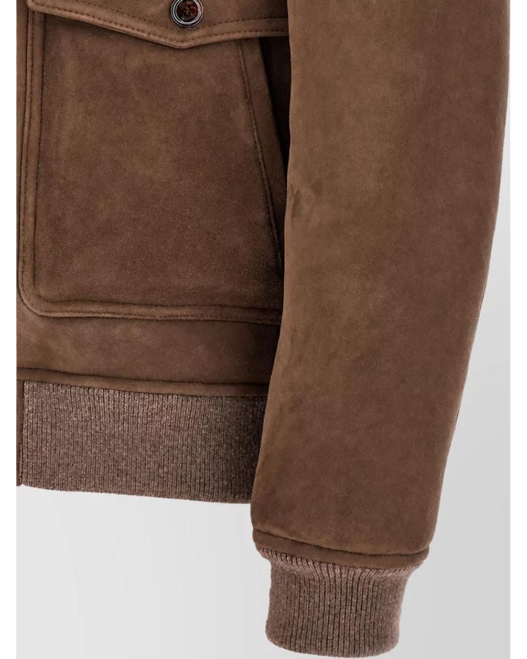 Moorer Brown Suede Shearling Bomber Jacket for men