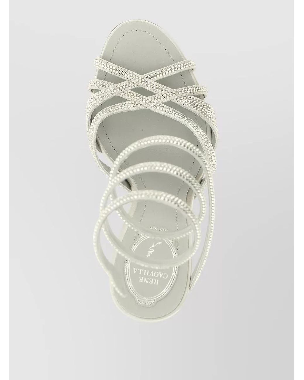 Rene Caovilla White Crystal-Embellished Satin Sandals