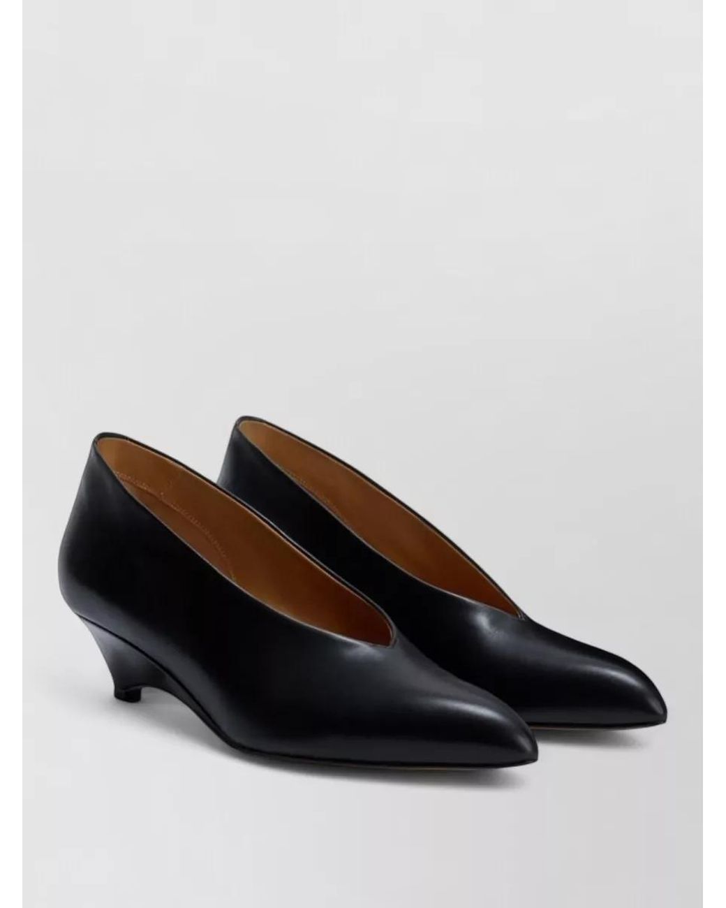 Jil Sander Brown Leather Pointed-Toe Pumps