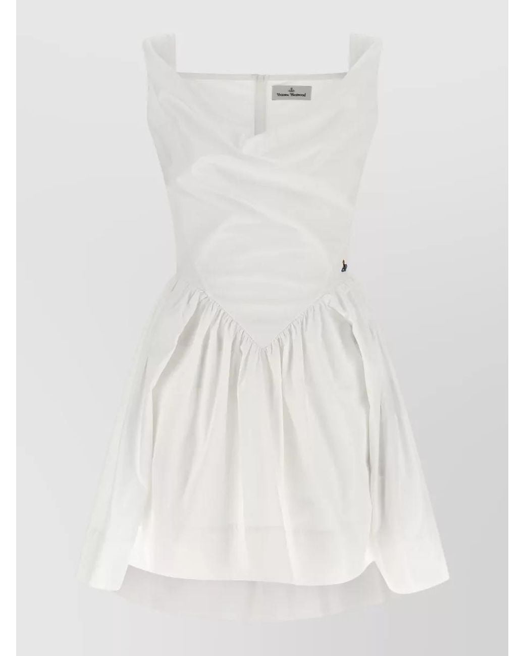 Vivienne Westwood White Cotton Draped Sleeveless Mini Dress