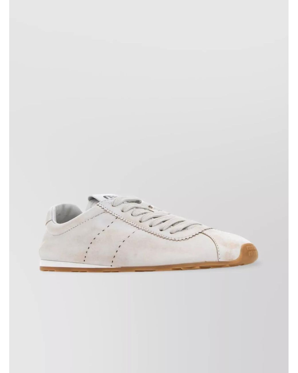 Miu Miu White Lamb Leather Low-Top Sneakers