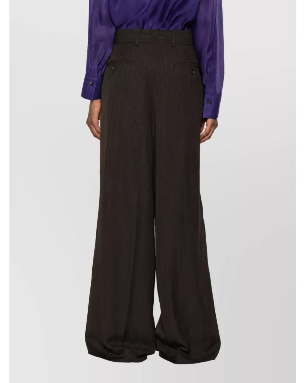 Dries Van Noten Blue Silk Wide-Leg Trousers