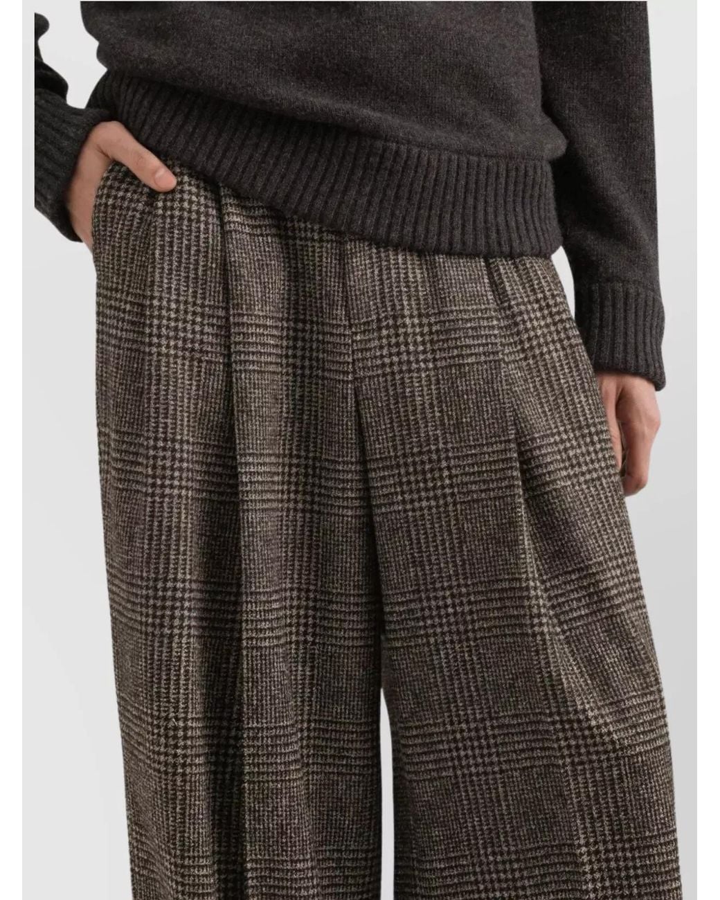 Dolce & Gabbana Brown Alpaca-Blend Prince Of Wales Wide-Leg Pants for men