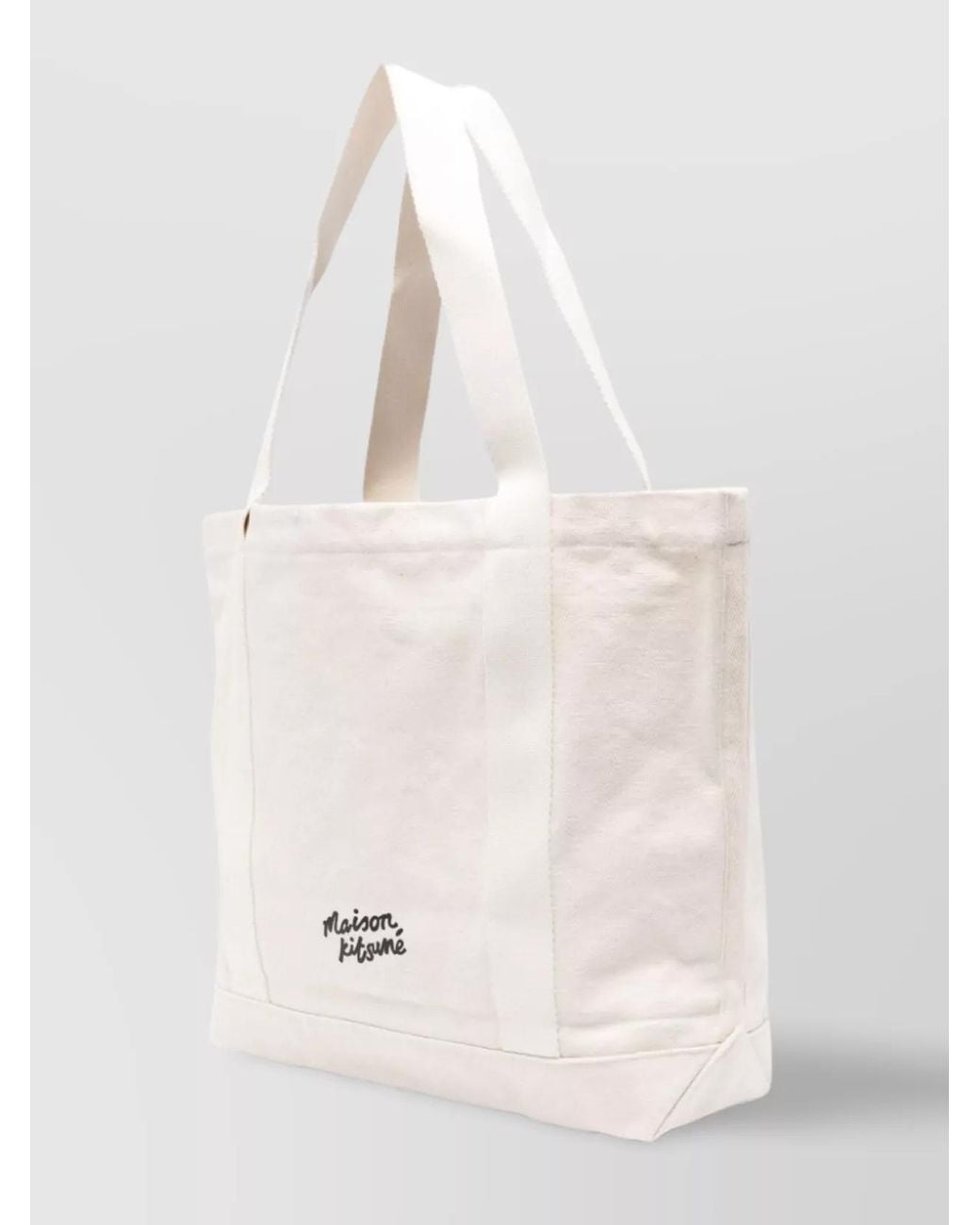Maison Kitsuné White Chillax Fox Motif Tote Bag