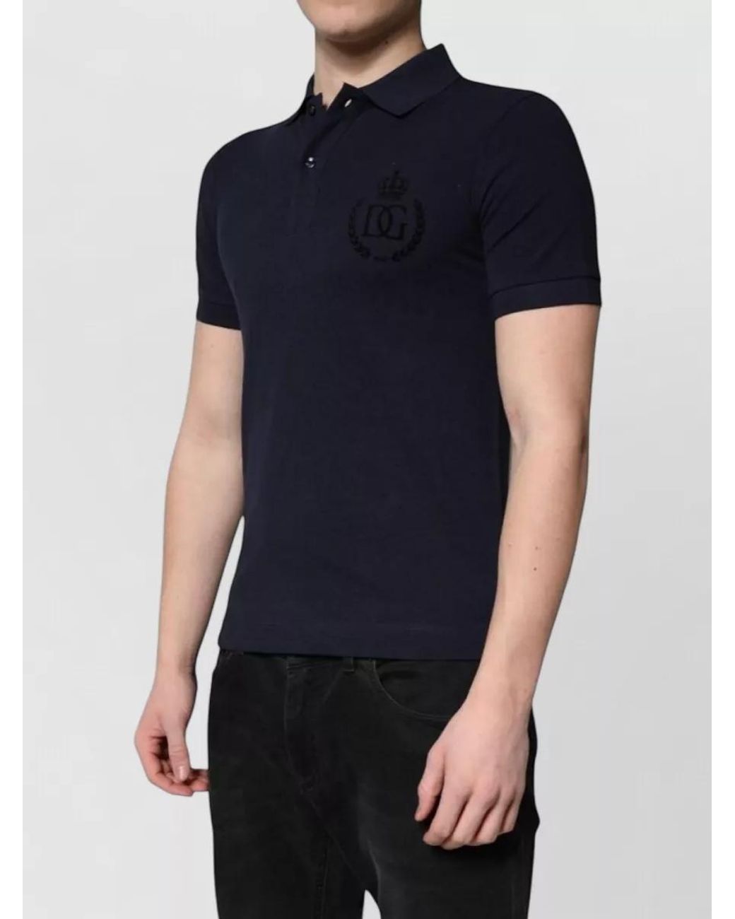 Dolce & Gabbana Blue Cotton Polo Shirt for men