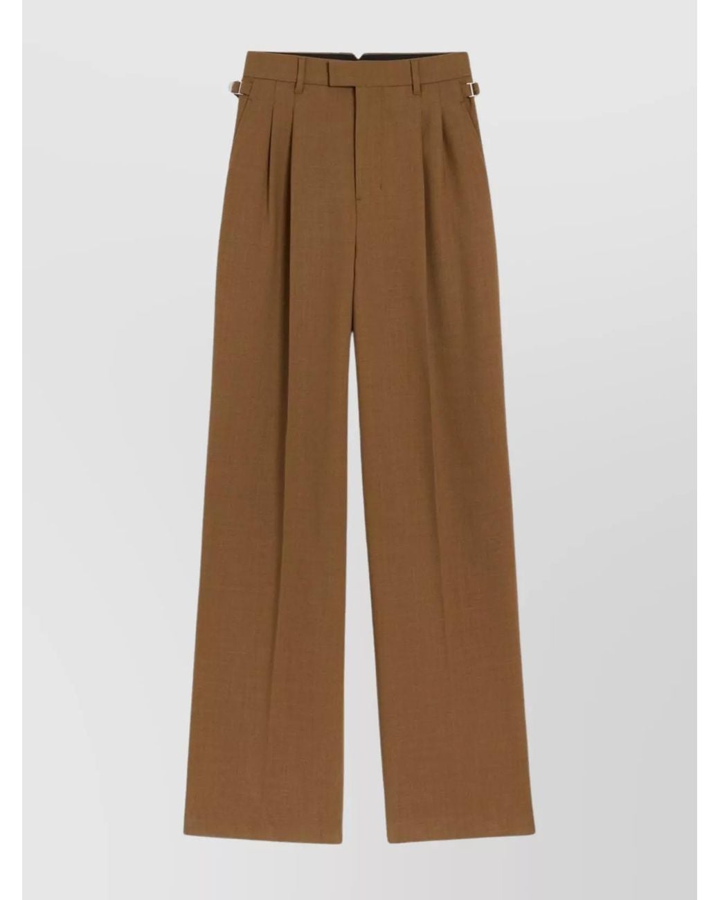 AMI Brown Virgin Wool High-Rise Wide-Leg Trousers
