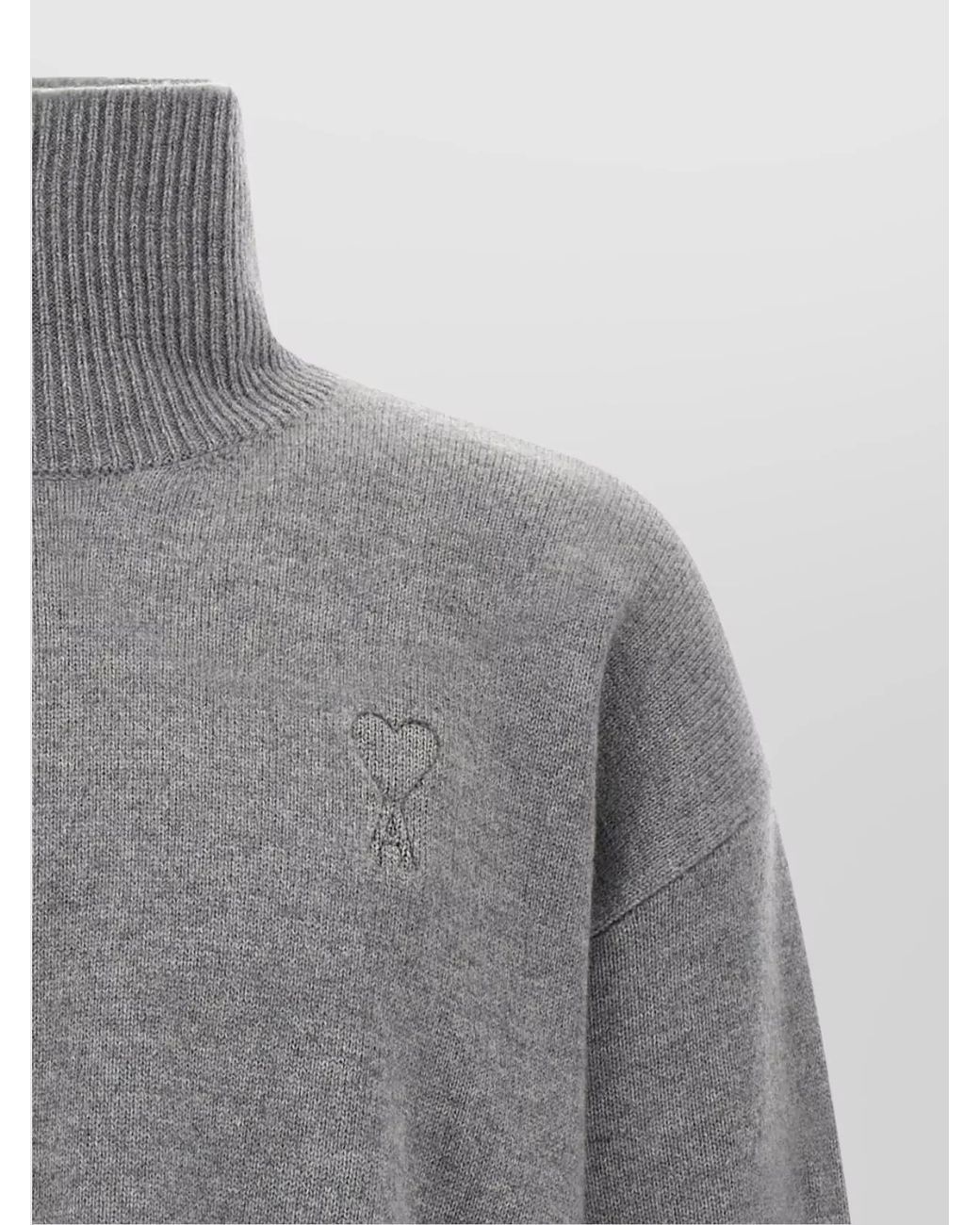 AMI Gray Cashmere Wool High Neck Oversized Sweater for men