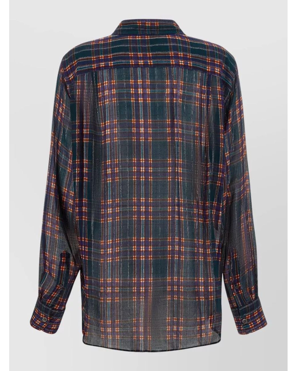 Dries Van Noten Blue Silk Checked Long-Sleeve Shirt