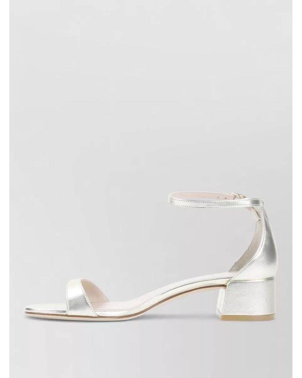 Stuart Weitzman White Leather Nudist Block 35 Sandals