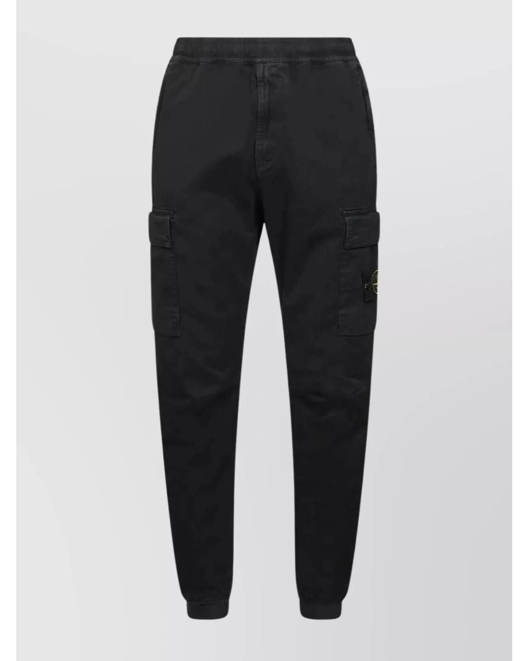Stone Island Black Cotton Regular Tapered Cargo Track Pants for men