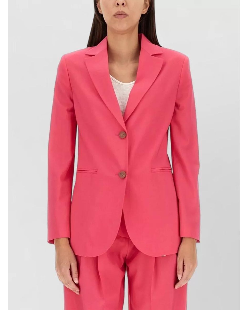 Alysi Red Single-Breasted Wool Blazer