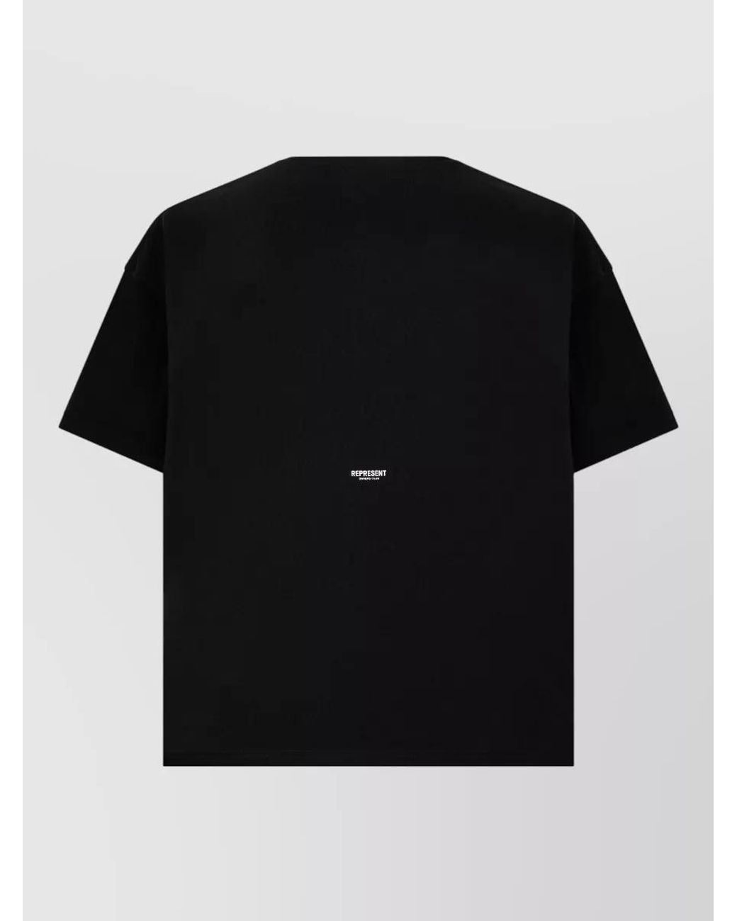 Represent Black Cotton Ribbed Crew Neck Short-Sleeve T-Shirt for men