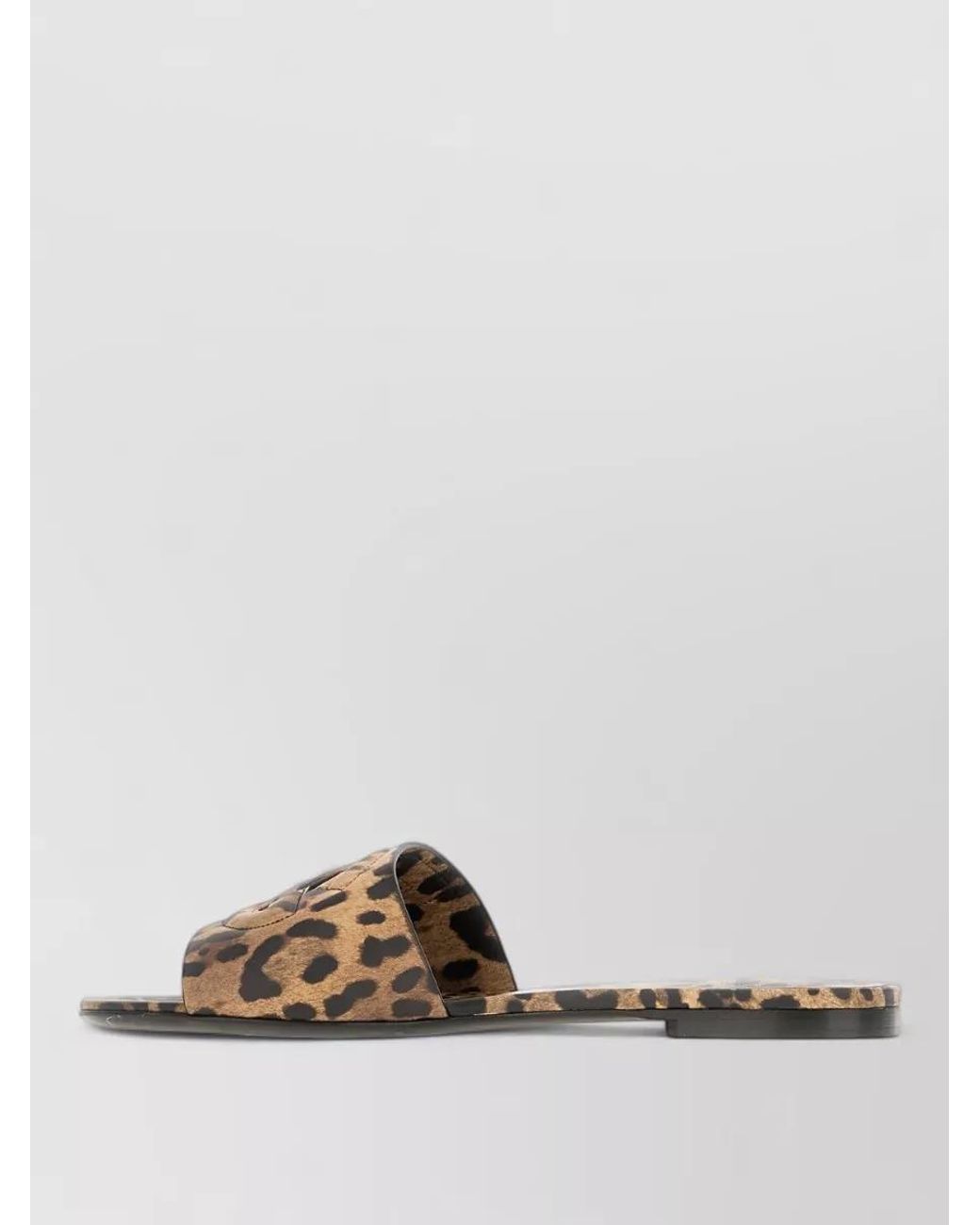 Dolce & Gabbana Multicolor Leather Leopard-Print Flat Slides