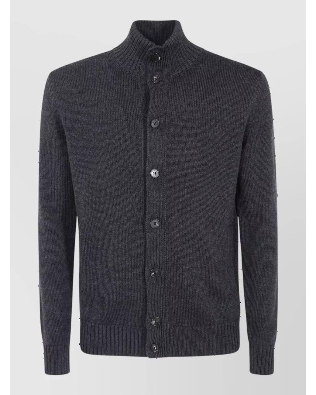 Zanone Blue Wool Turtleneck Cardigan for men