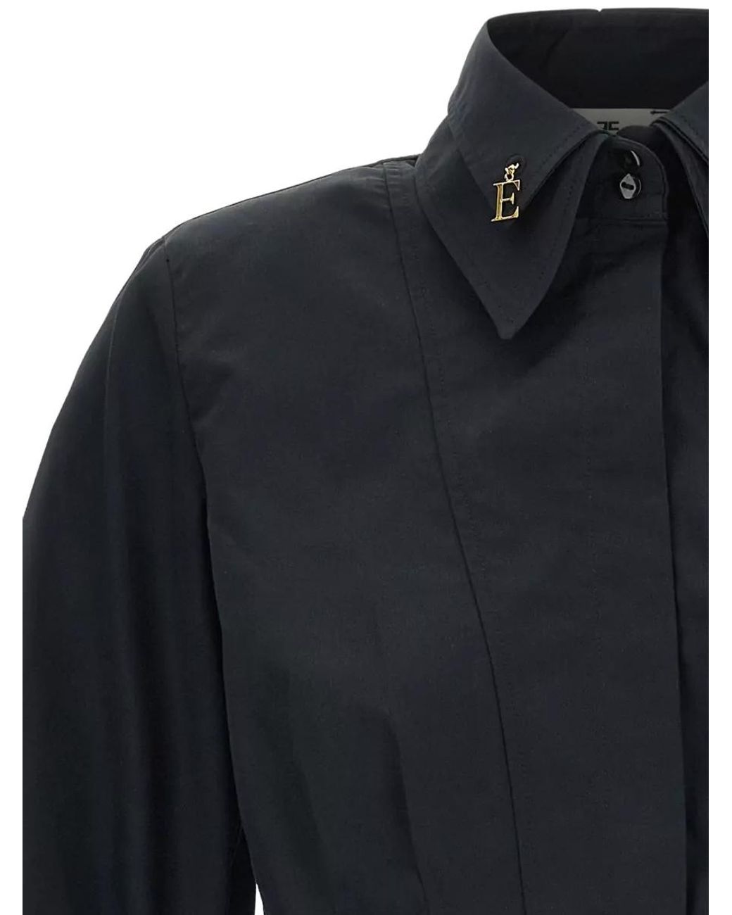 Elisabetta Franchi Blue Cropped Bustier Shirt