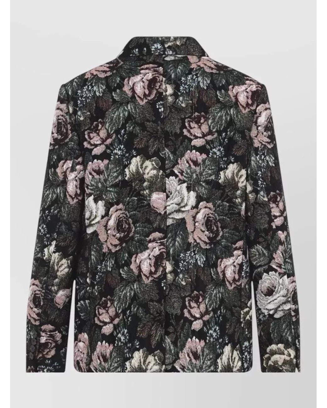 Dries Van Noten Gray Floral Jacquard Single-Breasted Coat