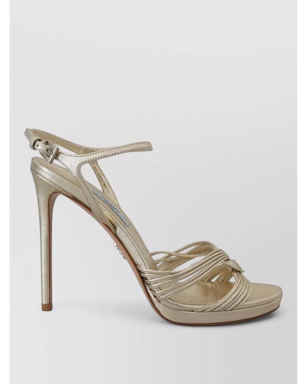 Prada Natural Leather Ankle-Strap Heeled Sandals