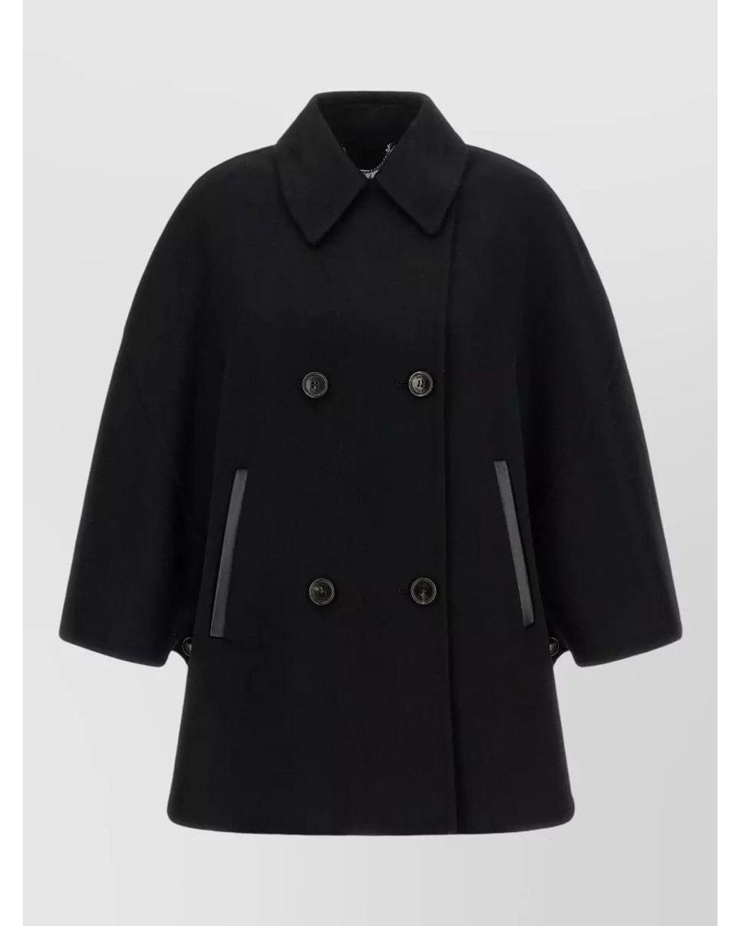 Max Mara Black Cashmere Double Breasted Cape