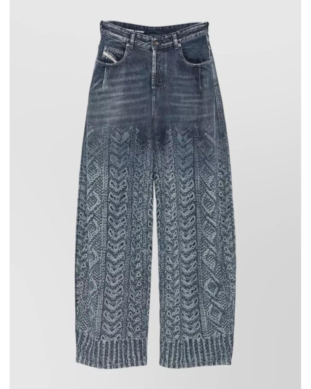 DIESEL Blue Denim High-Rise Wide-Leg Jeans