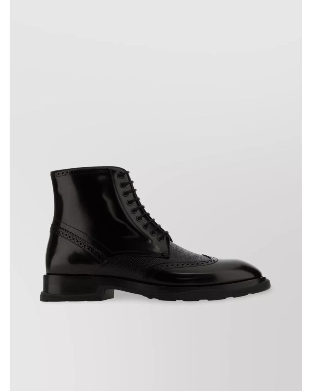 McQueen Black Leather Lace-Up Ankle Boots for men