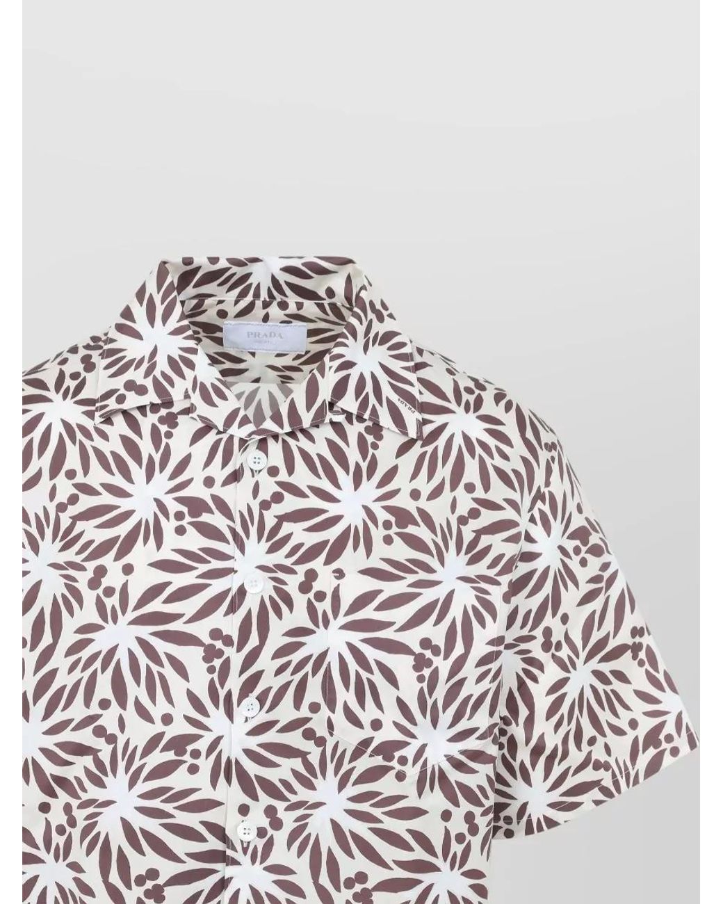 Prada White Silk Blend Printed Bowling Shirt for men