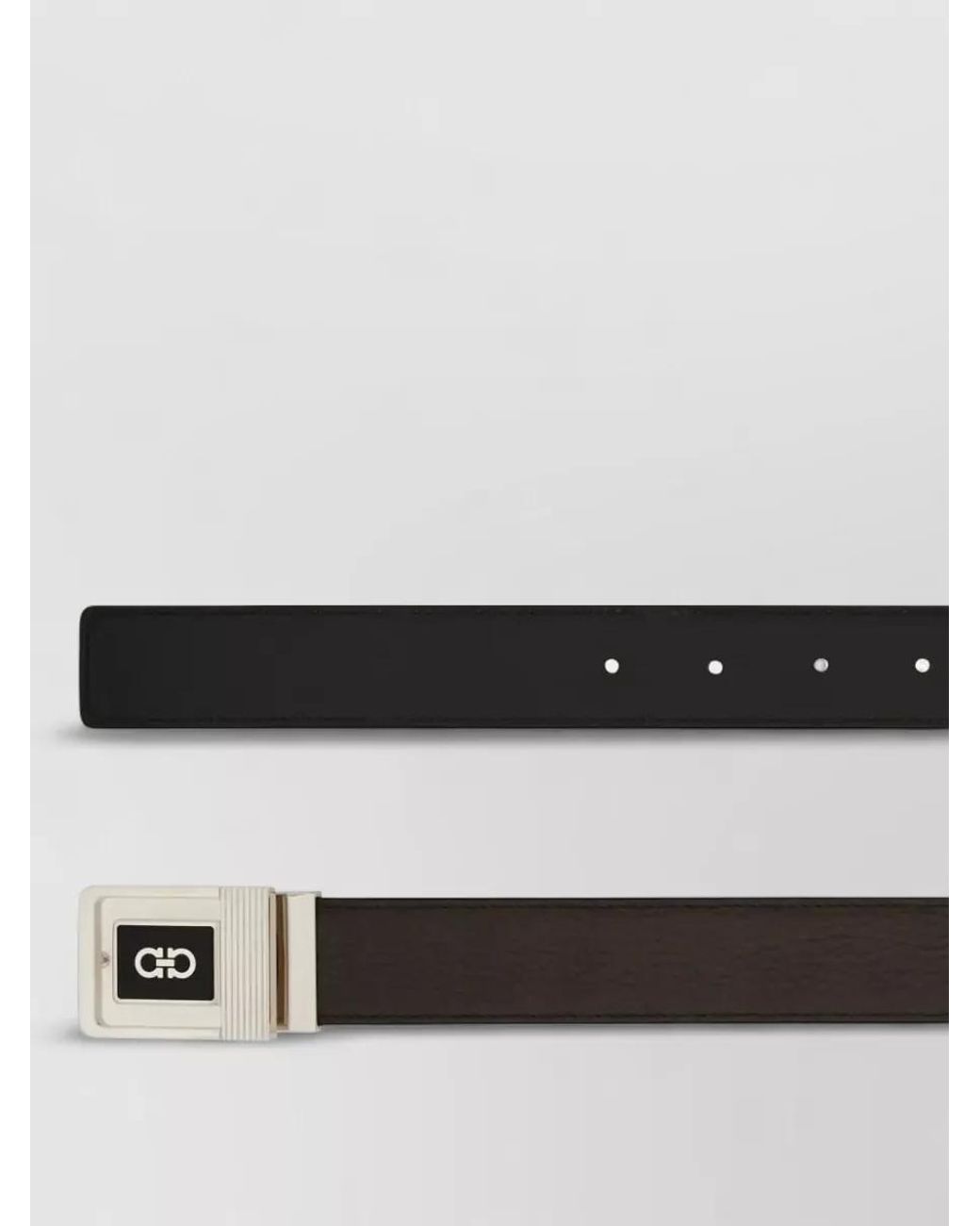 Ferragamo Gray Calf Leather Reversible Belt for men