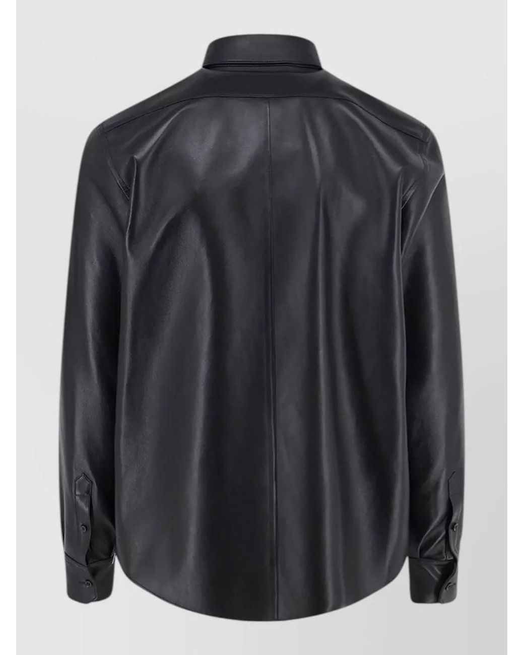 Dolce & Gabbana Black Leather Button-Up Shirt Jacket for men