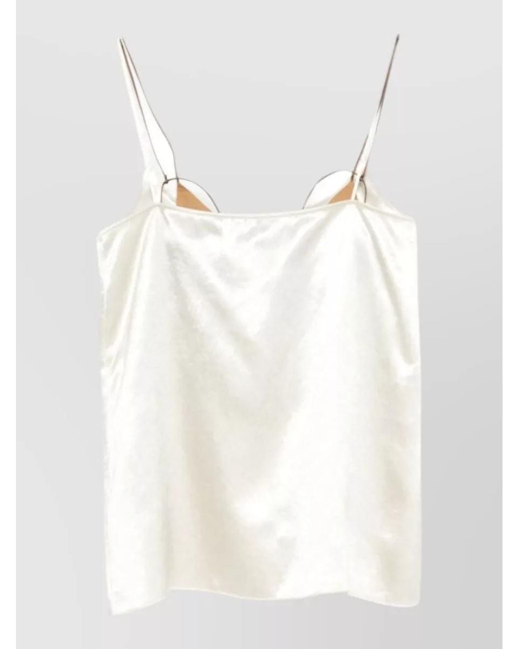 Alysi White Satin Strappy Sleeveless Square Neck Top