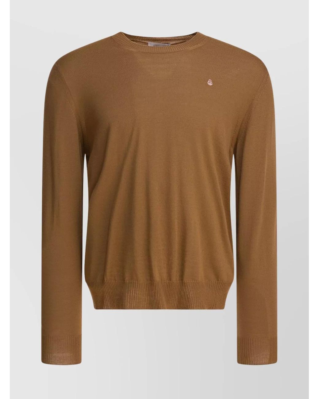 McQueen Brown Skull Pattern Wool Jumper for men